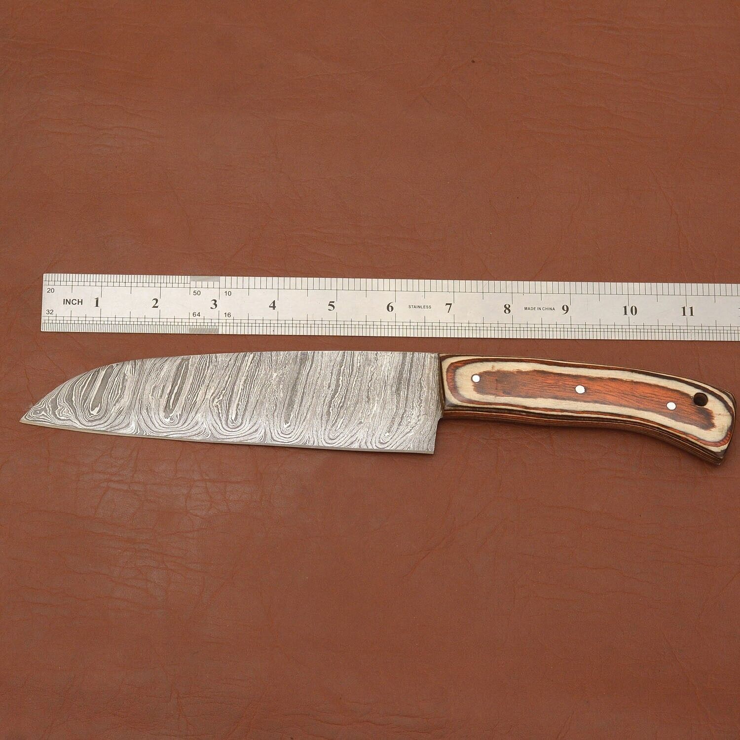 Damascus Steel Kitchen Knife  Wood Handle Chef Knife For Cooking  Outdoor Use 2