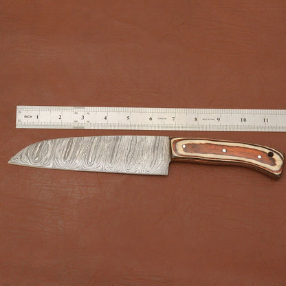 Damascus Steel Kitchen Knife  Wood Handle Chef Knife For Cooking  Outdoor Use 2