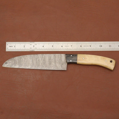 Premium Handmade Damascus Chef Knife 12  Sharp Kitchen Knife With Wooden Grip  Sheath 2