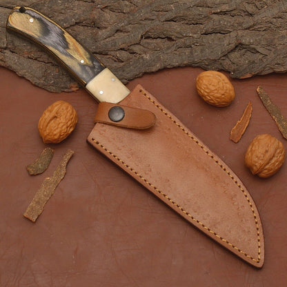 Handmade Damascus Chef Knife 12  Sharp Kitchen Knife With Wooden Grip  Sheath 3