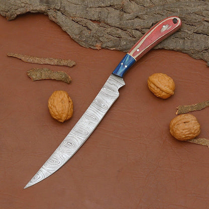Custom Handmade Damascus Steel Chef Knife  Professional Kitchen  Outdoor Knife 1