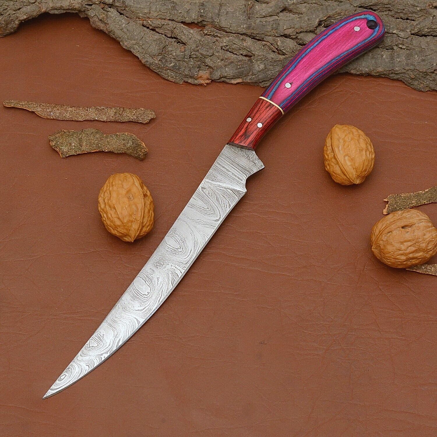 Handmade Damascus Steel Chef Knife  Professional Kitchen  Outdoor Knife 1
