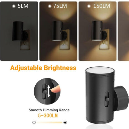 Dimmable LED Night Light Plug Into Wall With Adjustable Brightness And Light Sensor For Bedroom And 2