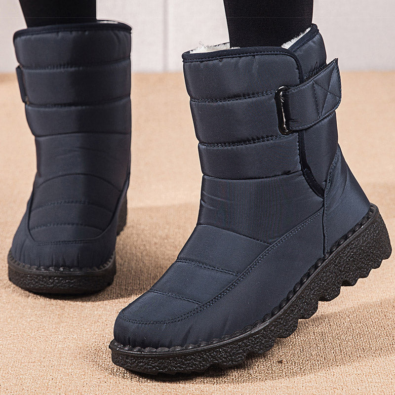 Stylish Women Boots Winter Shoes Waterproof Warm Fur Korea Style Black Ankle Boots For Women 8