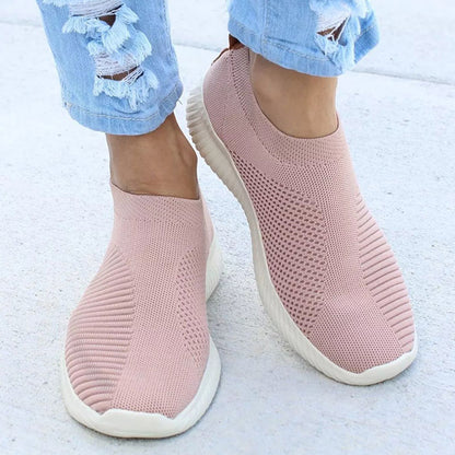 Slip On Women's Sneakers, Lightweight Breather White Casual Sports Shoes, Comfortable Vulcanized Footwear for Women