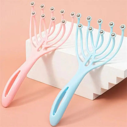 Hand Held Scalp and Neck Massager, Nine Claw Steel Ball Head Massager, Five Finger Relaxation Tool for Hair Growth