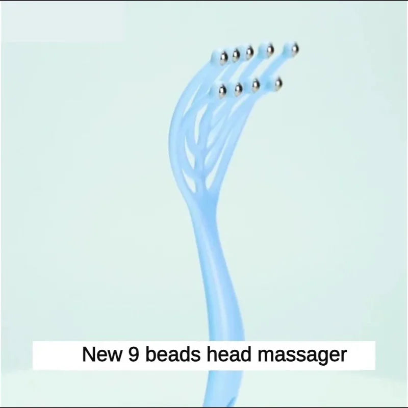 Hand Held Scalp and Neck Massager, Nine Claw Steel Ball Head Massager, Five Finger Relaxation Tool for Hair Growth