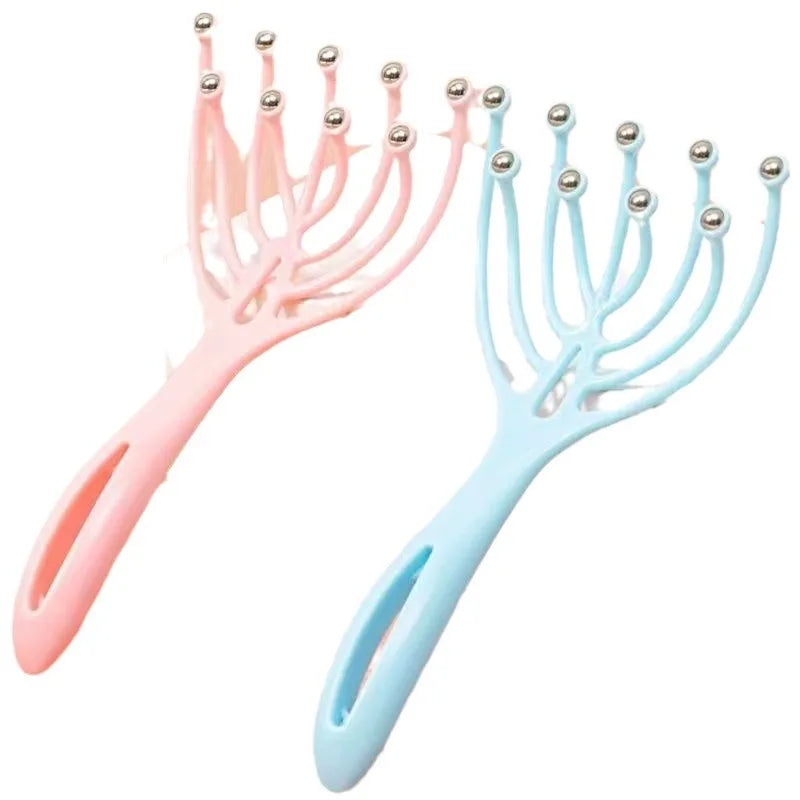 Hand Held Scalp and Neck Massager, Nine Claw Steel Ball Head Massager, Five Finger Relaxation Tool for Hair Growth