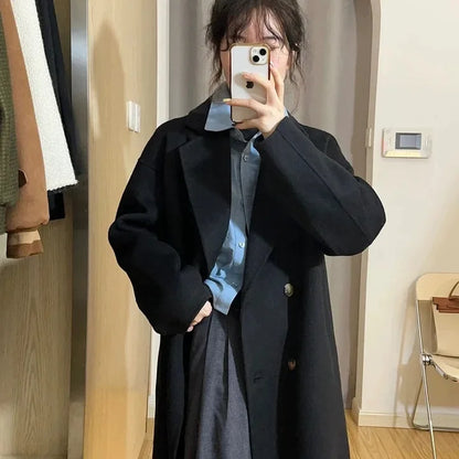 New Autumn Winter Korean Style Coat, Women's Thickened Woolen Jacket, Trendy Mid Length Hot Sale