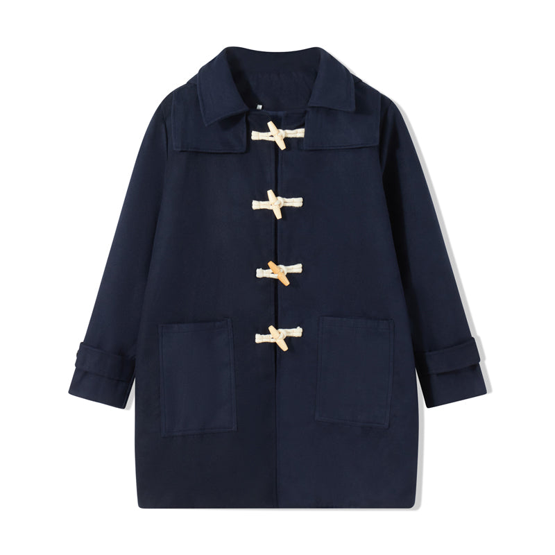 Classic Men's Winter Duffle Coat, Loose Fit Hooded Outwear, Wool Blend Toggle Jacket