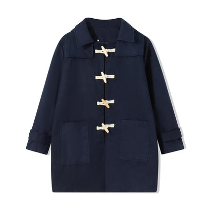 Classic Men's Winter Duffle Coat, Loose Fit Hooded Outwear, Wool Blend Toggle Jacket
