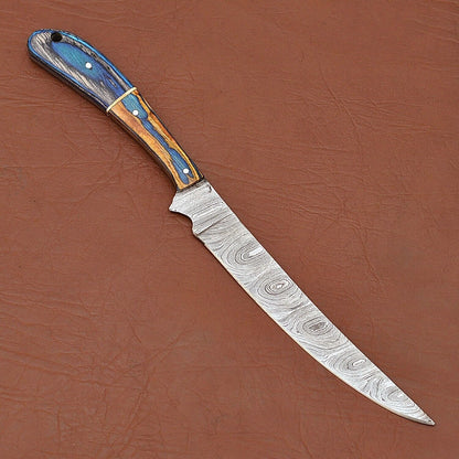 Artisan Damascus Steel Chef Knife  Handmade Kitchen Knife With Natural Wood Handle 1