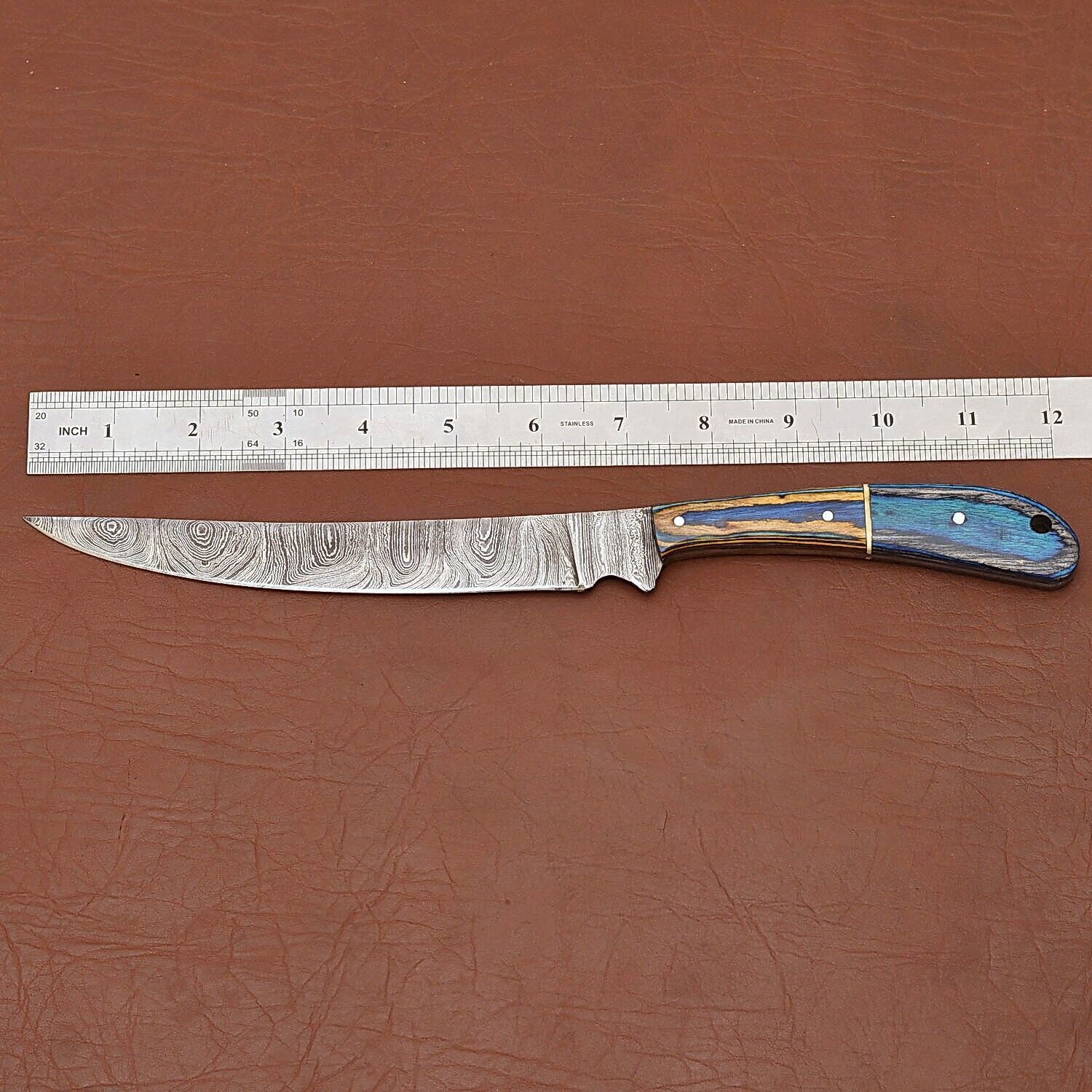 Artisan Damascus Steel Chef Knife  Handmade Kitchen Knife With Natural Wood Handle 2