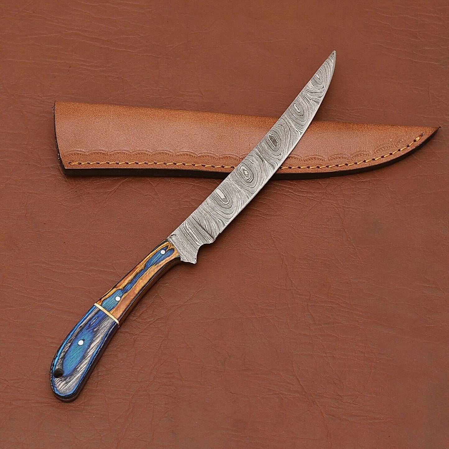 Artisan Damascus Steel Chef Knife  Handmade Kitchen Knife With Natural Wood Handle 3