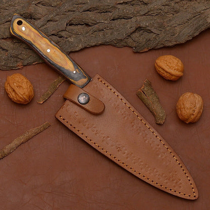 Damascus Steel Chef Knife  Handmade Kitchen Knife With Natural Wood Handle 3