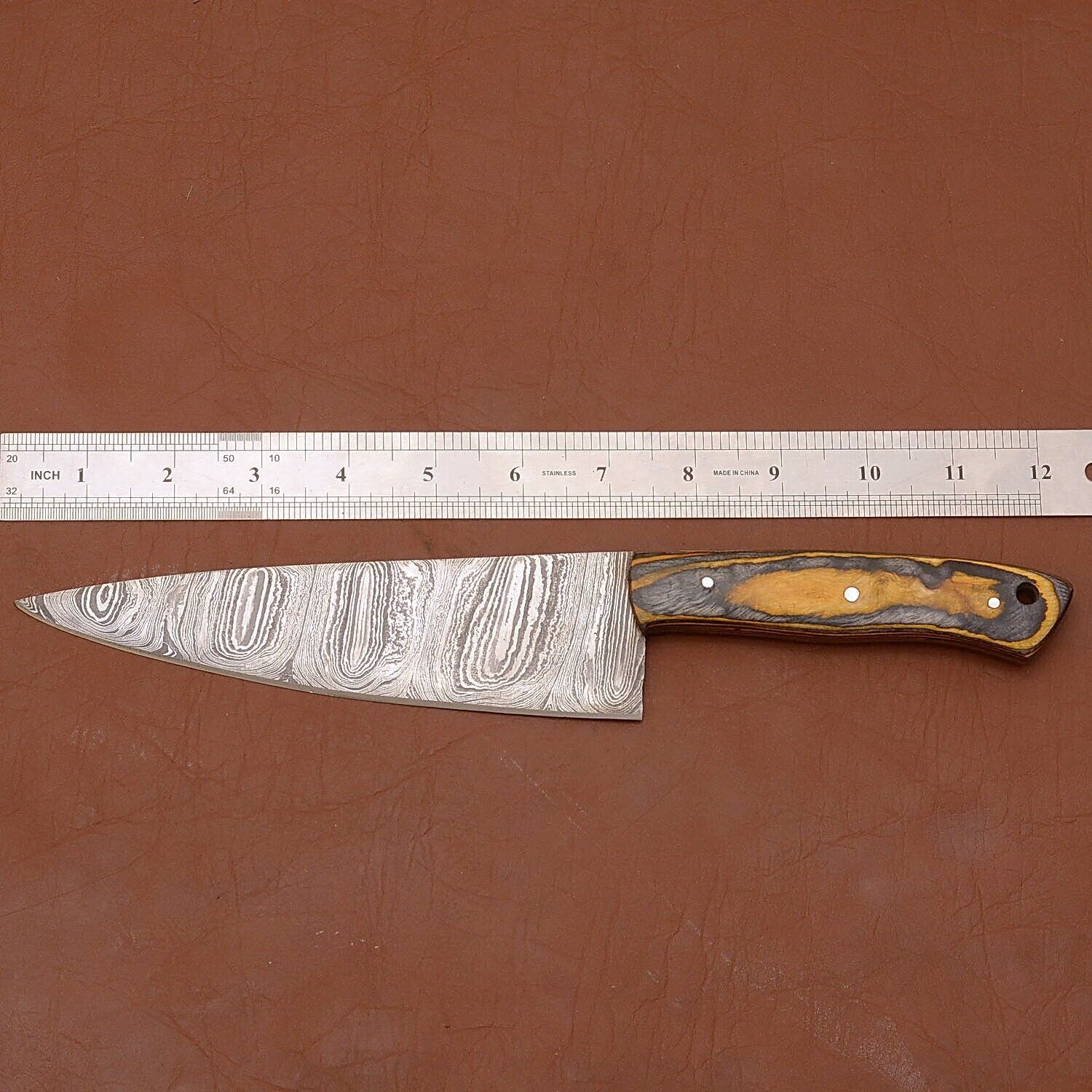 Damascus Steel Chef Knife  Handmade Kitchen Knife With Natural Wood Handle 2