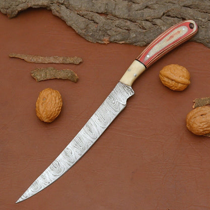 Handmade Damascus Steel Cooking Knife  Professional Chef Knife With Wooden Handle 1