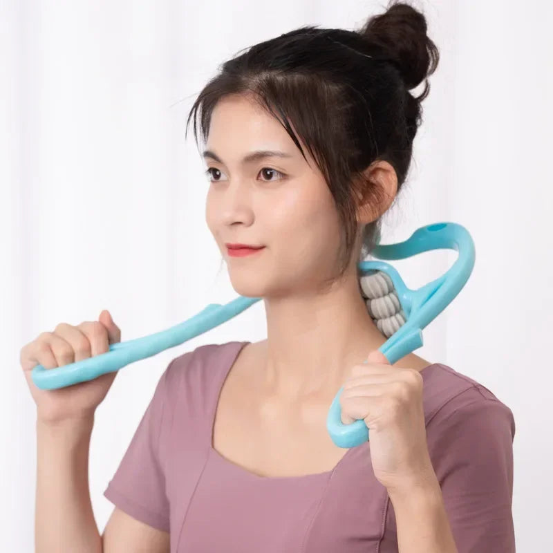 Manual Neck Clamp Massager, 6-Ball Cervical Roller, Shoulder and Neck Relaxation, Multifunctional Kneading Massager