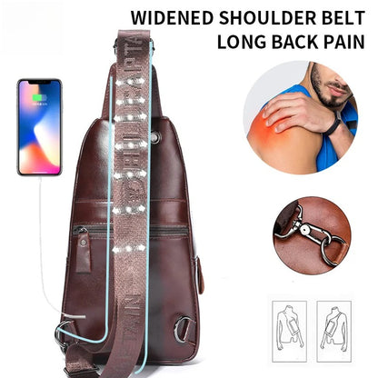 The Latest BULLCAPTAIN Leather Chest Bag For Men Classic Large Capacity Casual Messenger 4
