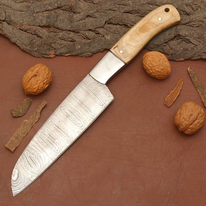 Premium Handmade Damascus Steel Knife  Chef Kitchen Knife With Wooden Handle 1