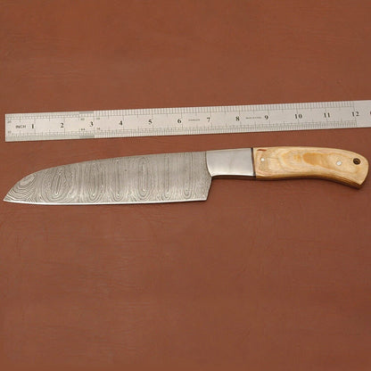 Premium Handmade Damascus Steel Knife  Chef Kitchen Knife With Wooden Handle 2