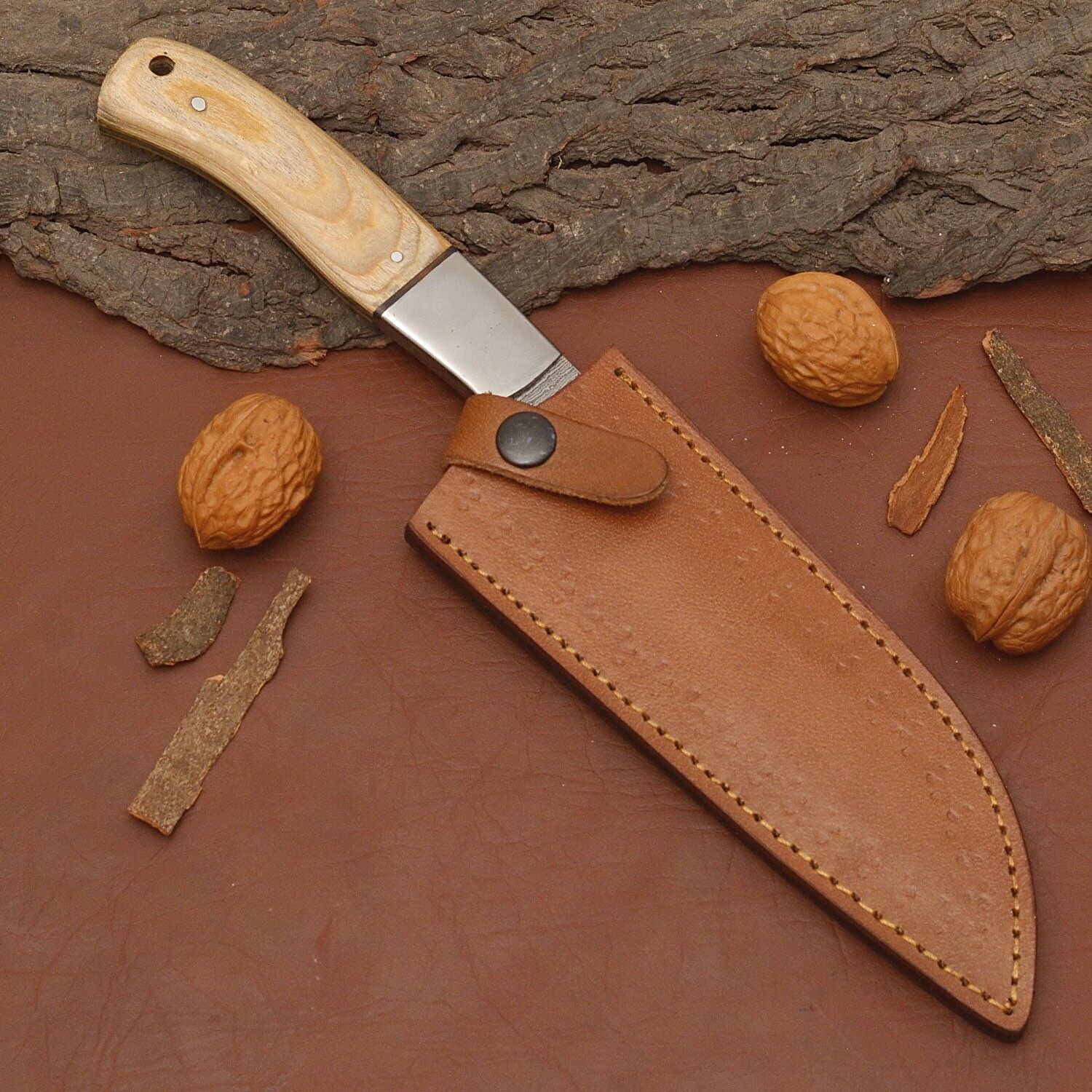 Premium Handmade Damascus Steel Knife  Chef Kitchen Knife With Wooden Handle 3