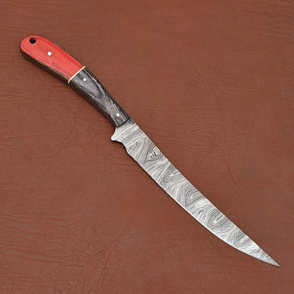 Unique Custom Damascus Steel Chef Knife  Handcrafted Kitchen Knife Gift Idea 1