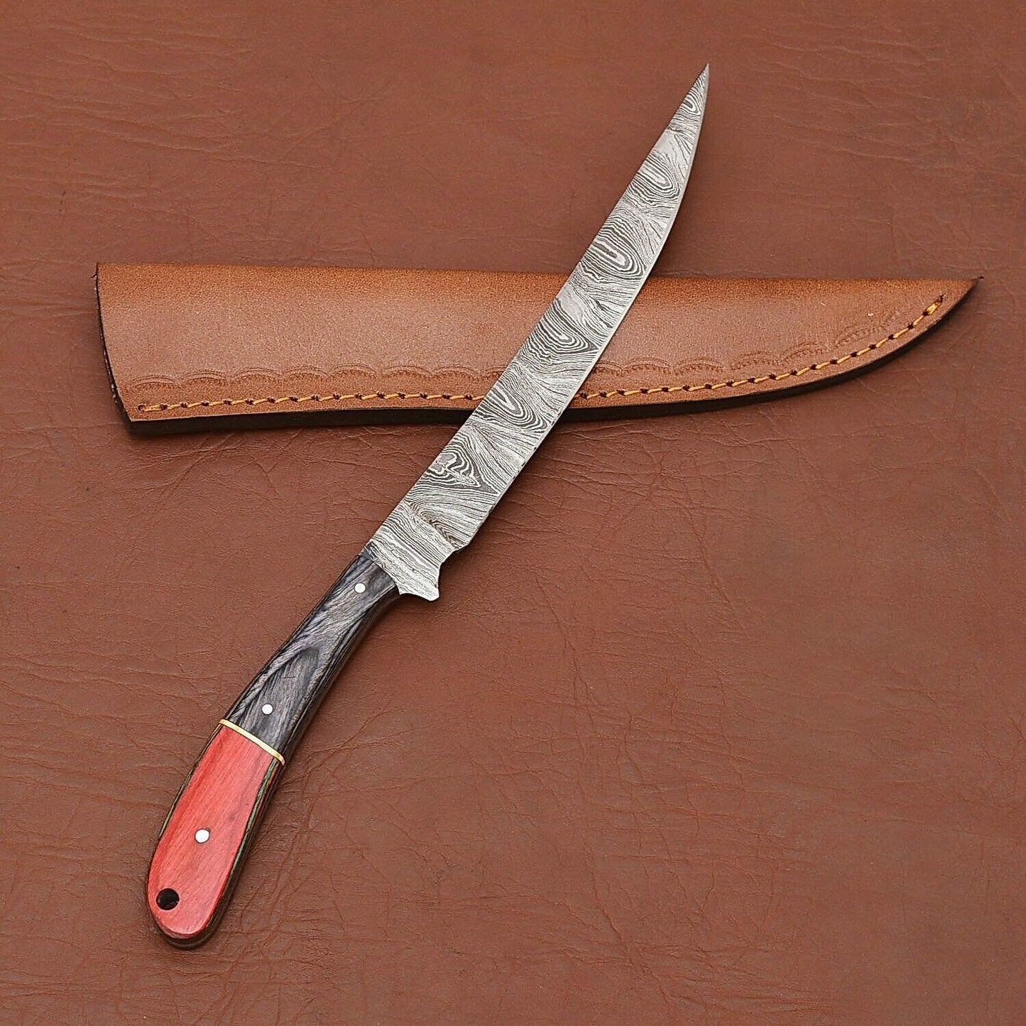 Unique Custom Damascus Steel Chef Knife  Handcrafted Kitchen Knife Gift Idea 3