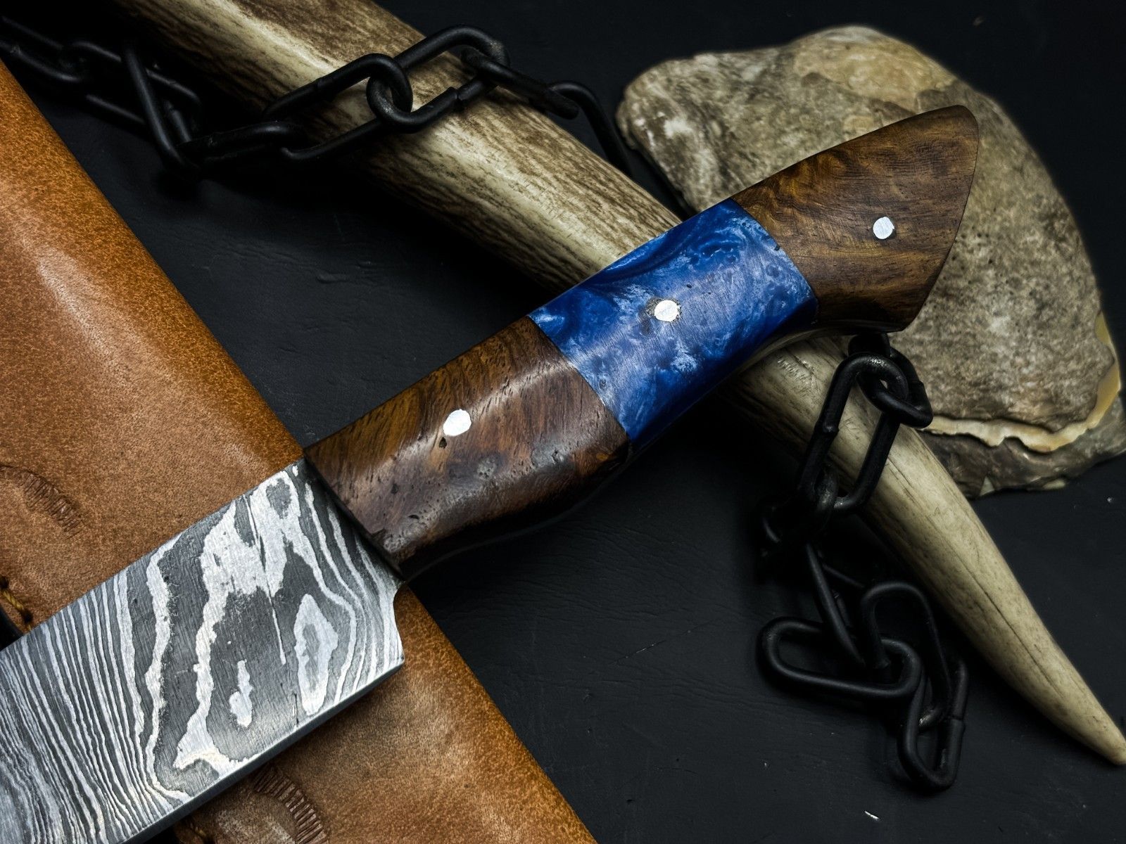 Damascus Steel Chef Knife  Handmade 12 Kitchen Knife For Home  Outdoor Cooking 1