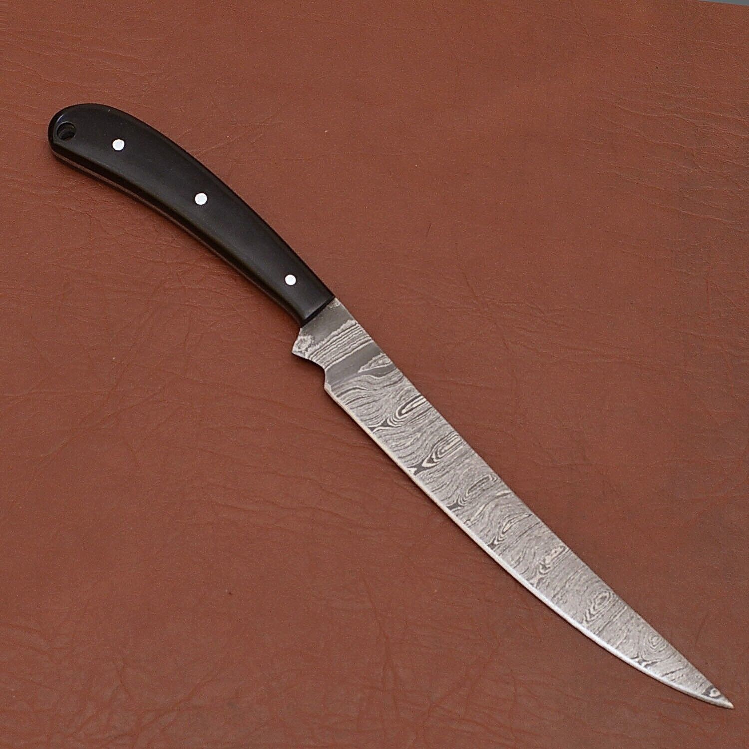 Artisan Damascus Steel Knife  Custom Made Chef Knife With Leather Sheath 1