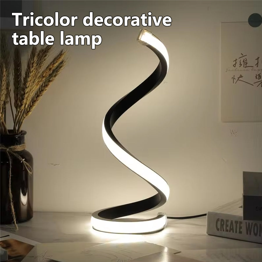 Modern Spiral Table Lamp, Dimmable LED Night Light, Bedside Lamps for Bedroom, Office, and Living Room Decor