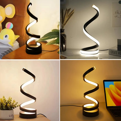 Modern Spiral Table Lamp, Dimmable LED Night Light, Bedside Lamps for Bedroom, Office, and Living Room Decor