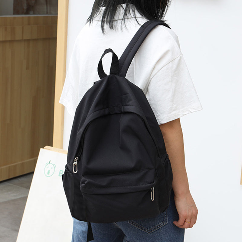Waterproof Large Capacity School Backpack, Women Schoolbag, Smooth Zipper Solid Color, Teens Girl Casual Daypack Bag
