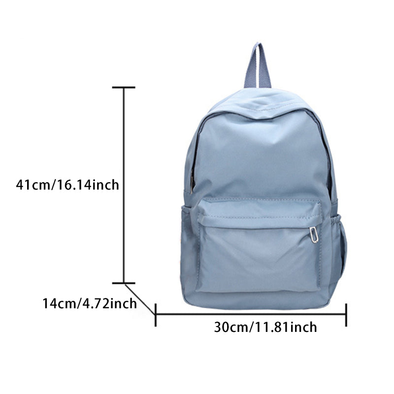Waterproof Large Capacity School Backpack, Women Schoolbag, Smooth Zipper Solid Color, Teens Girl Casual Daypack Bag