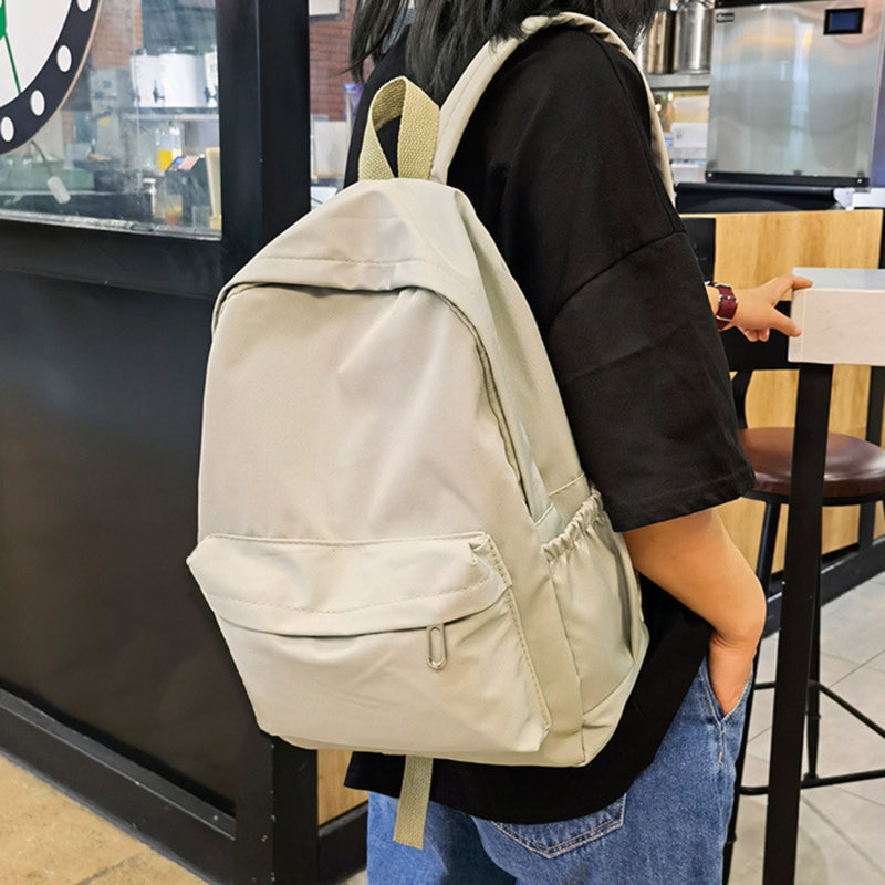 Waterproof Large Capacity School Backpack, Women Schoolbag, Smooth Zipper Solid Color, Teens Girl Casual Daypack Bag