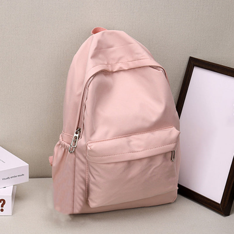 Waterproof Large Capacity School Backpack, Women Schoolbag, Smooth Zipper Solid Color, Teens Girl Casual Daypack Bag