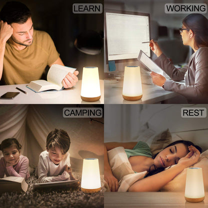USB Rechargeable RGB Night Light, Touch and Remote Control, Dimmable Portable Bedside Lamp