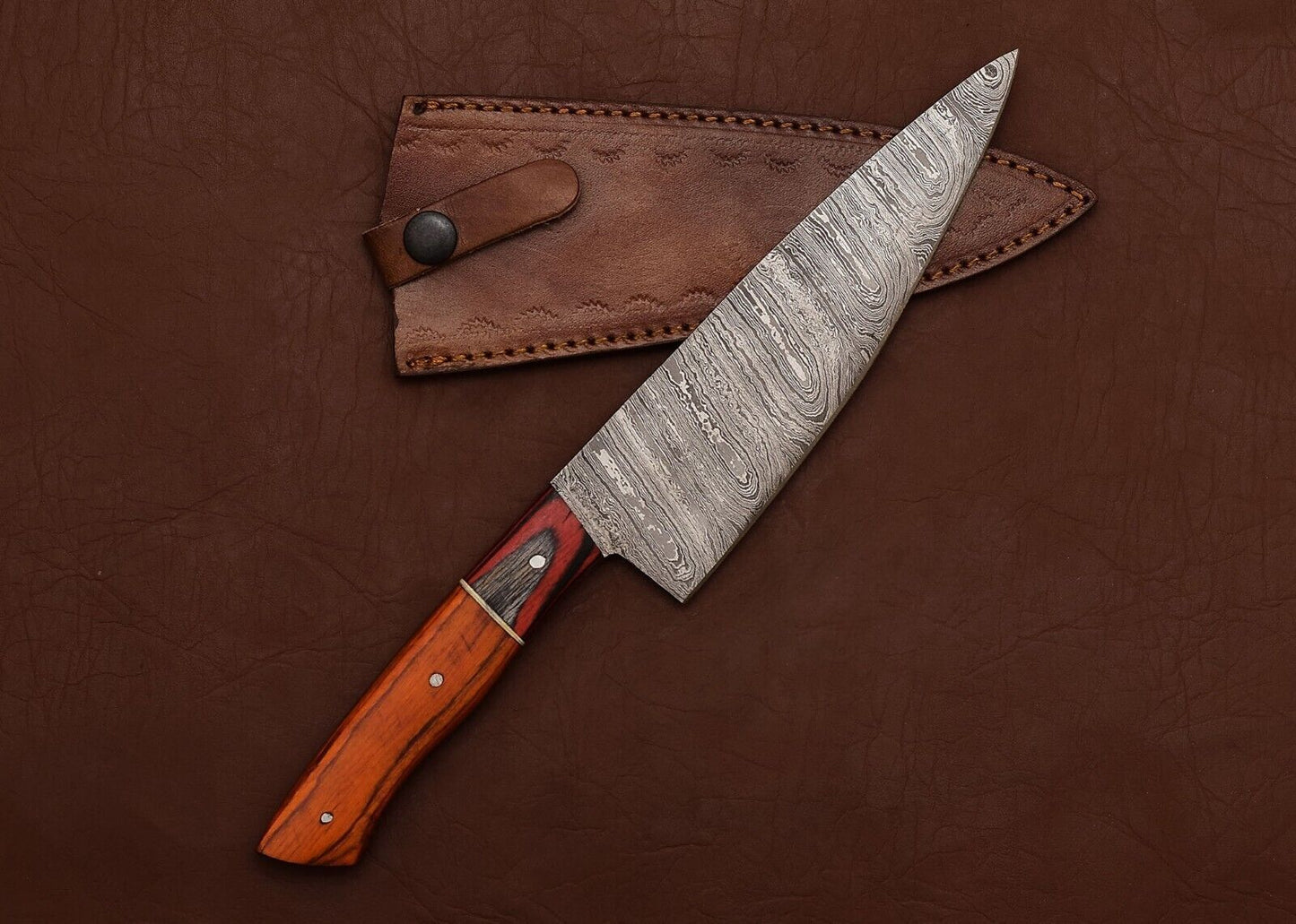 Handcrafted Damascus Chef Knife  Wooden Handle Kitchen Knife For Everyday Use 1