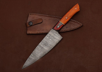 Handcrafted Damascus Chef Knife  Wooden Handle Kitchen Knife For Everyday Use 2