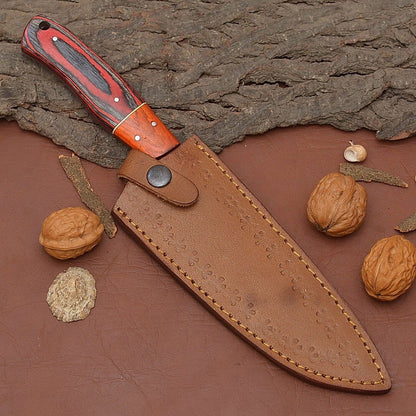 Custom Forged Damascus Kitchen Knife  Wood Grip Chef Knife Perfect Gift 3