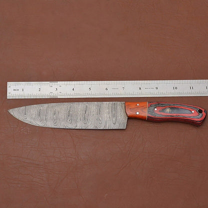 Custom Forged Damascus Kitchen Knife  Wood Grip Chef Knife Perfect Gift 1
