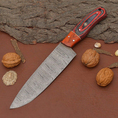 Custom Forged Damascus Kitchen Knife  Wood Grip Chef Knife Perfect Gift 2
