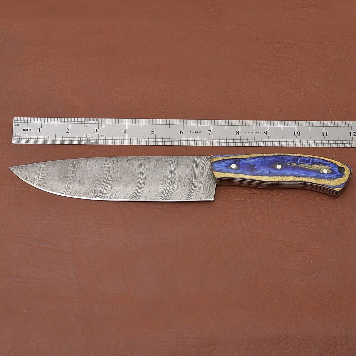 Custom Forged Damascus Steel Kitchen Knife  12 Chef Knife With Wood Handle 1