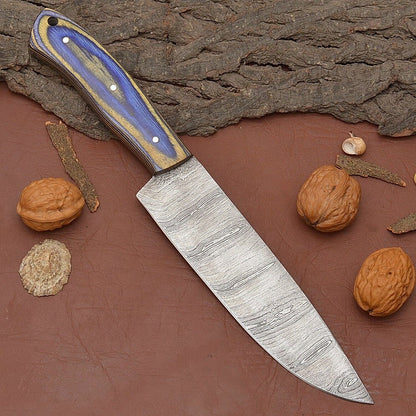 Custom Forged Damascus Steel Kitchen Knife  12 Chef Knife With Wood Handle 2