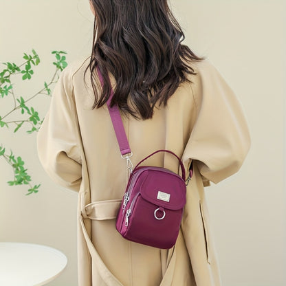 Lightweight Nylon Crossbody Bag for Women, Casual Mini Handbag, Shoulder Tote Purse with Multiple Zip Compartments