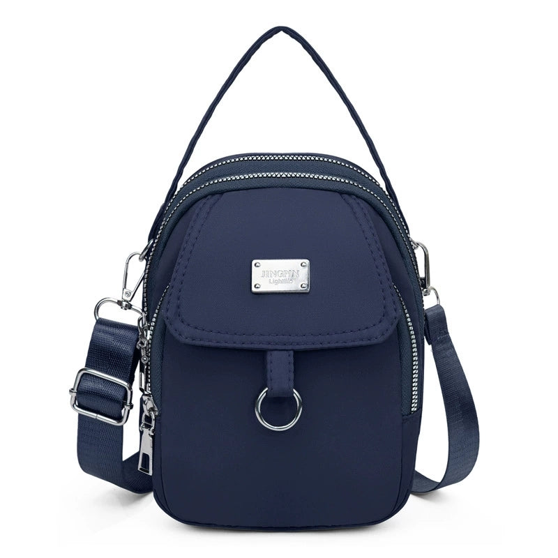 Lightweight Nylon Crossbody Bag for Women, Casual Mini Handbag, Shoulder Tote Purse with Multiple Zip Compartments