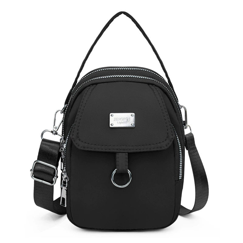 Lightweight Nylon Crossbody Bag for Women, Casual Mini Handbag, Shoulder Tote Purse with Multiple Zip Compartments