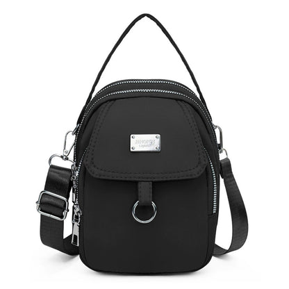 Lightweight Nylon Crossbody Bag for Women, Casual Mini Handbag, Shoulder Tote Purse with Multiple Zip Compartments