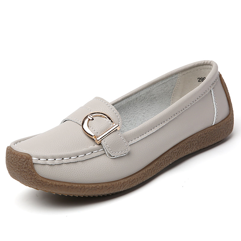 Womens Soft Leather Flats Low Heel Casual White Loafers SlipOn Elegant Flat Shoes For Everyday Comf 5