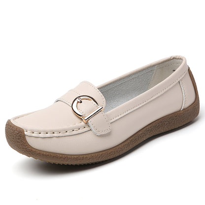 Womens Soft Leather Flats Low Heel Casual White Loafers SlipOn Elegant Flat Shoes For Everyday Comf 7